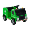 12-V-Kinder-Müllwagen zum Draufsitzen mit 6 Recyclingteilen, 3 Warnleuchten, Fernbedienung für Eltern und Getränkehalter, 77 lb, Grün