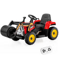 Aplanadora infantil de 12 V con estructura de PP y acero, faros LED, control remoto de 3 velocidades y arranque suave, 66 lb, roja