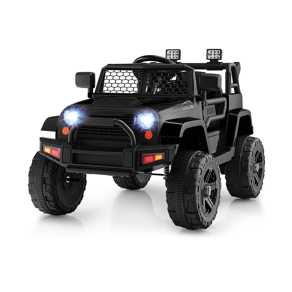 12V Kids Ride On Truck with Parent Remote, 3 Speeds, Slow Start, Spring Suspension, USB and AUX, 66 lb, Black
