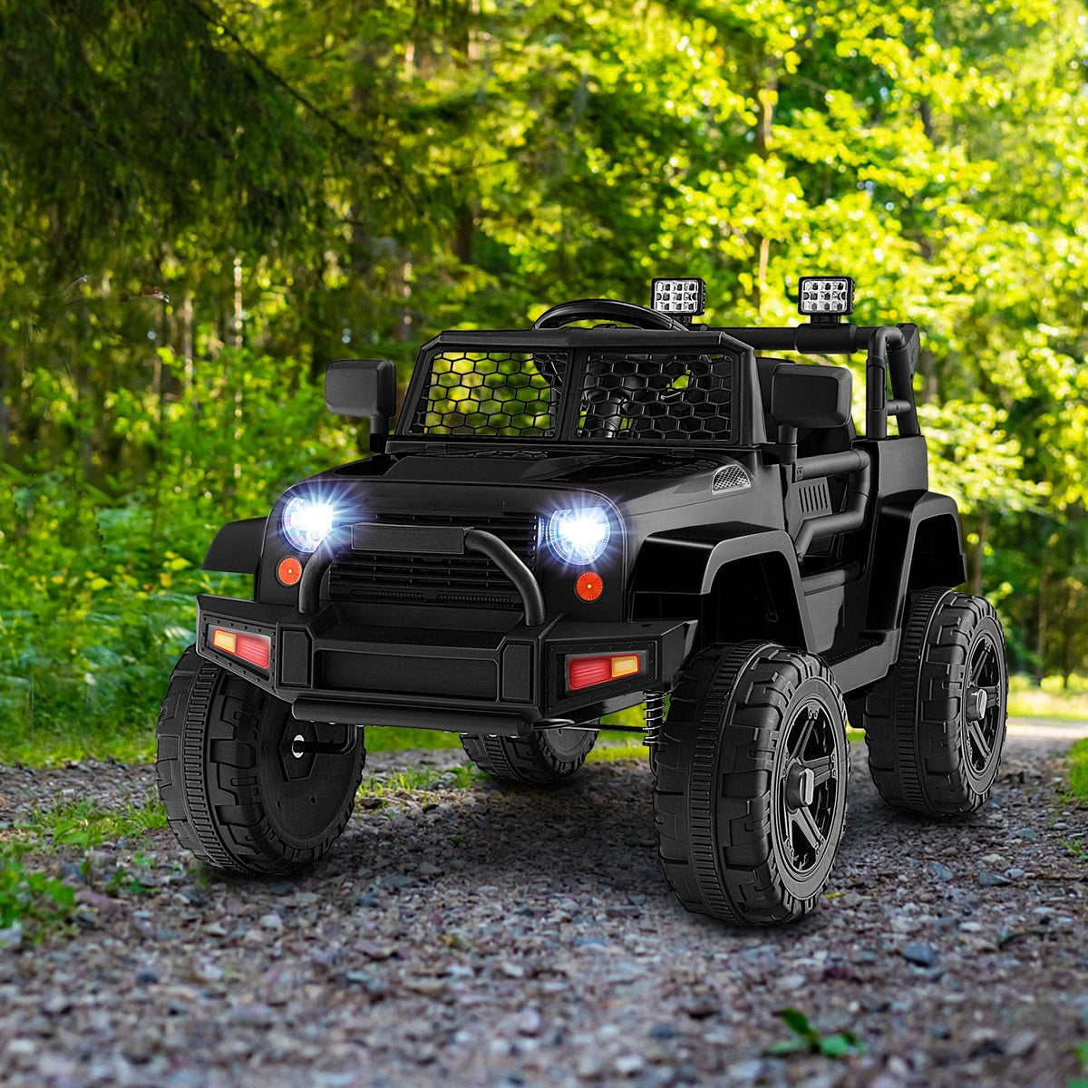 12V Kids Ride On Truck with Parent Remote, 3 Speeds, Slow Start, Spring Suspension, USB and AUX, 66 lb, Black