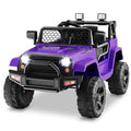 Véhicule électrique 12V pour enfant avec autonomie de 98 ft, télécommande parentale, 3 vitesses, ceinture de sécurité, verrouillage des portes et suspension à ressorts, 66 lb, violet
