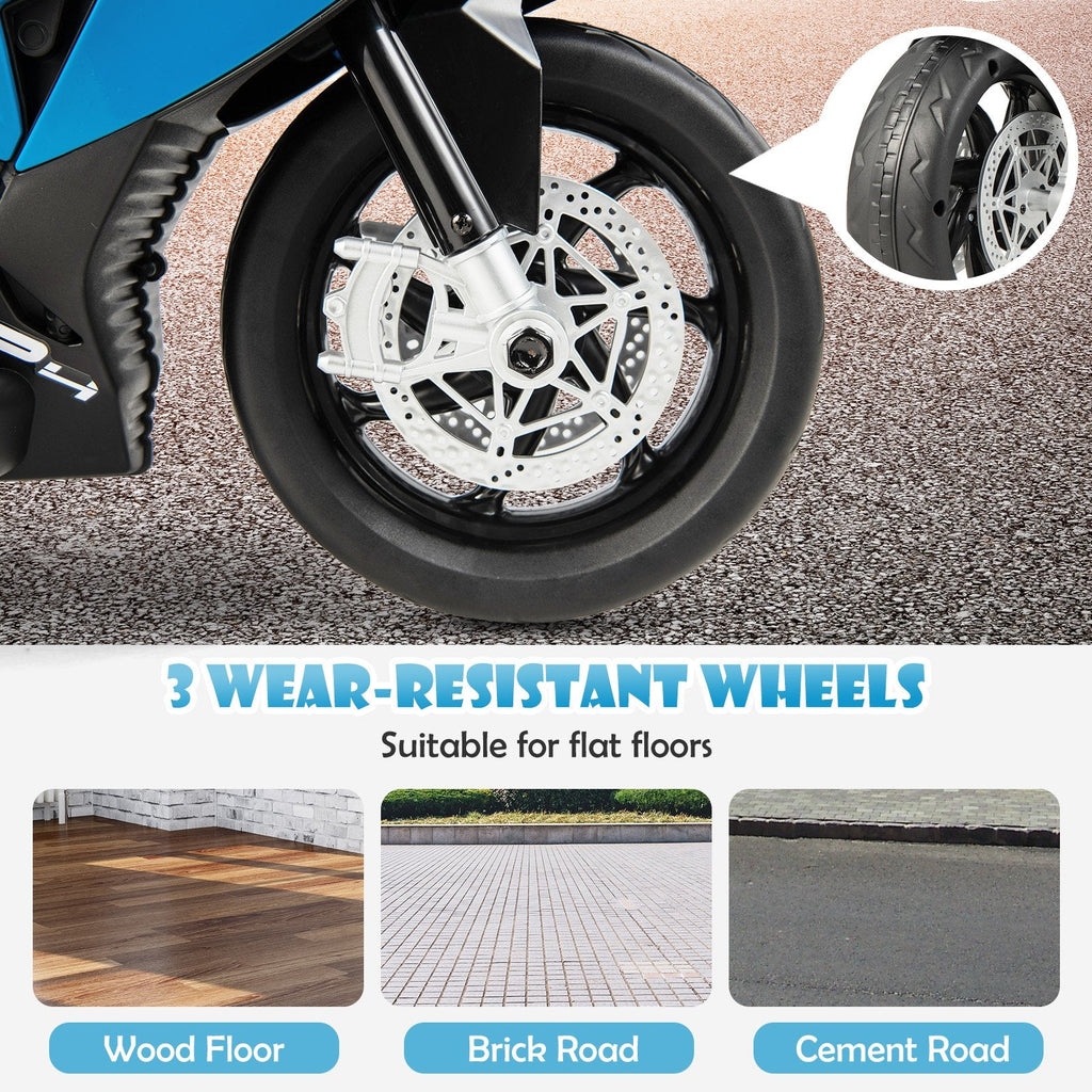 Moto 3 roues pour enfant 12V sous licence BMW avec vitesses haute et basse, USB, mode étude et phare, 66 lb, bleue