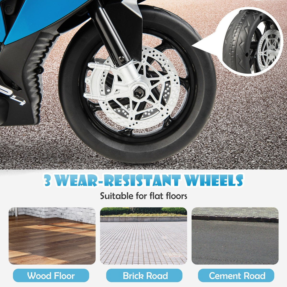 Moto 3 roues pour enfant 12V sous licence BMW avec vitesses haute et basse, USB, mode étude et phare, 66 lb, bleue
