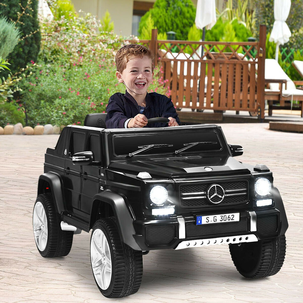 Coche eléctrico infantil Mercedes-Benz Maybach de 12V con licencia, suspensión en las cuatro ruedas, control remoto 2.4G y seguros en las puertas, 30 kg, negro