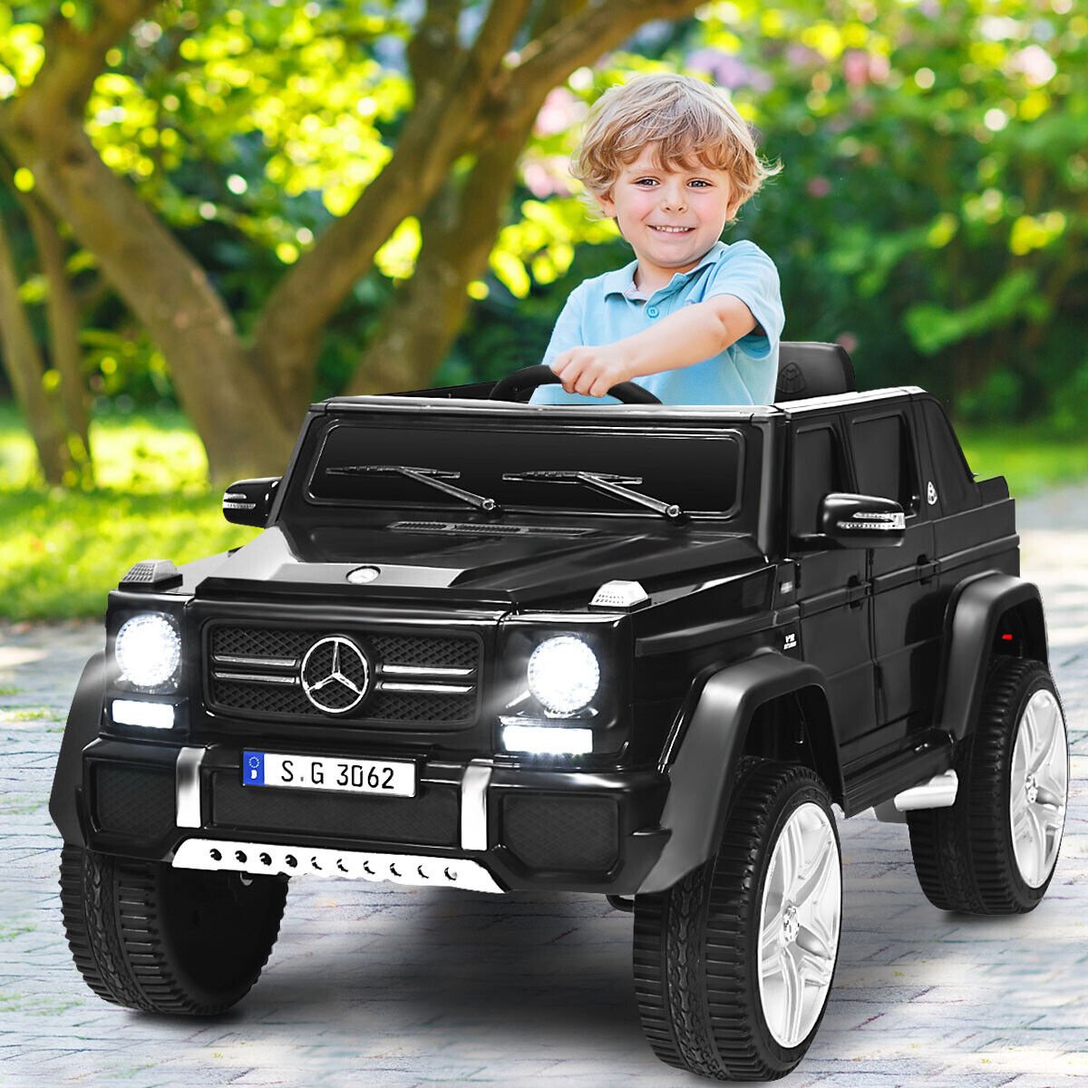 12V Licensed Mercedes-Benz Maybach Kids Ride On Car with Four Wheel Springs, 2.4G Remote and Door Locks, 66 lb, Black