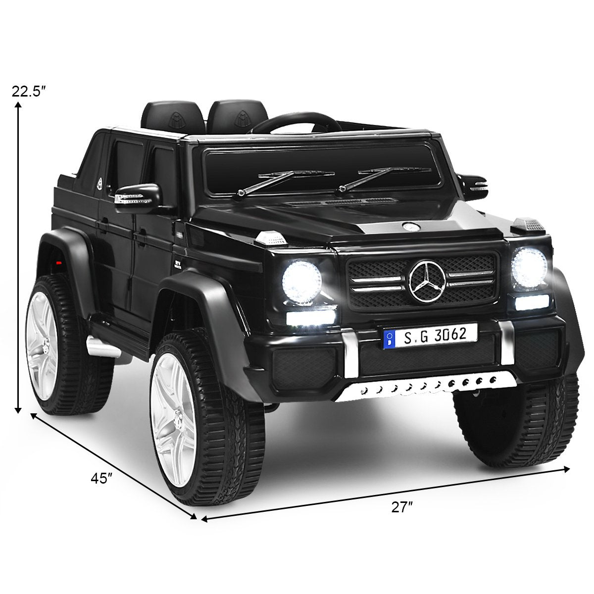 12V Licensed Mercedes-Benz Maybach Kids Ride On Car with Four Wheel Springs, 2.4G Remote and Door Locks, 66 lb, Black