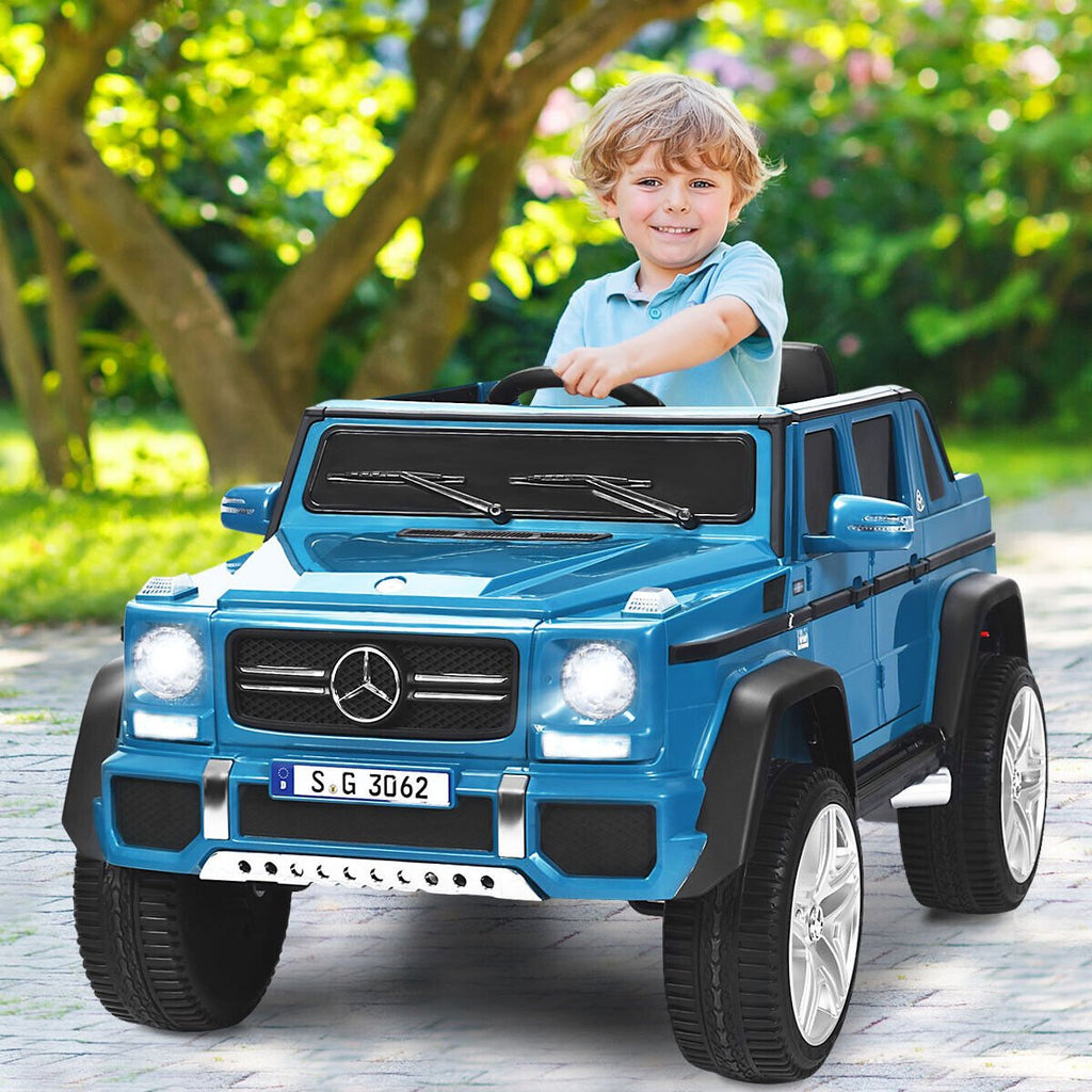 12V lizenziertes Mercedes-Benz Maybach Kinder-Elektroauto mit Schiebegriff, Trittstufe, 2,4-GHz-Fernbedienung und USB, 29,5 kg, Marineblau