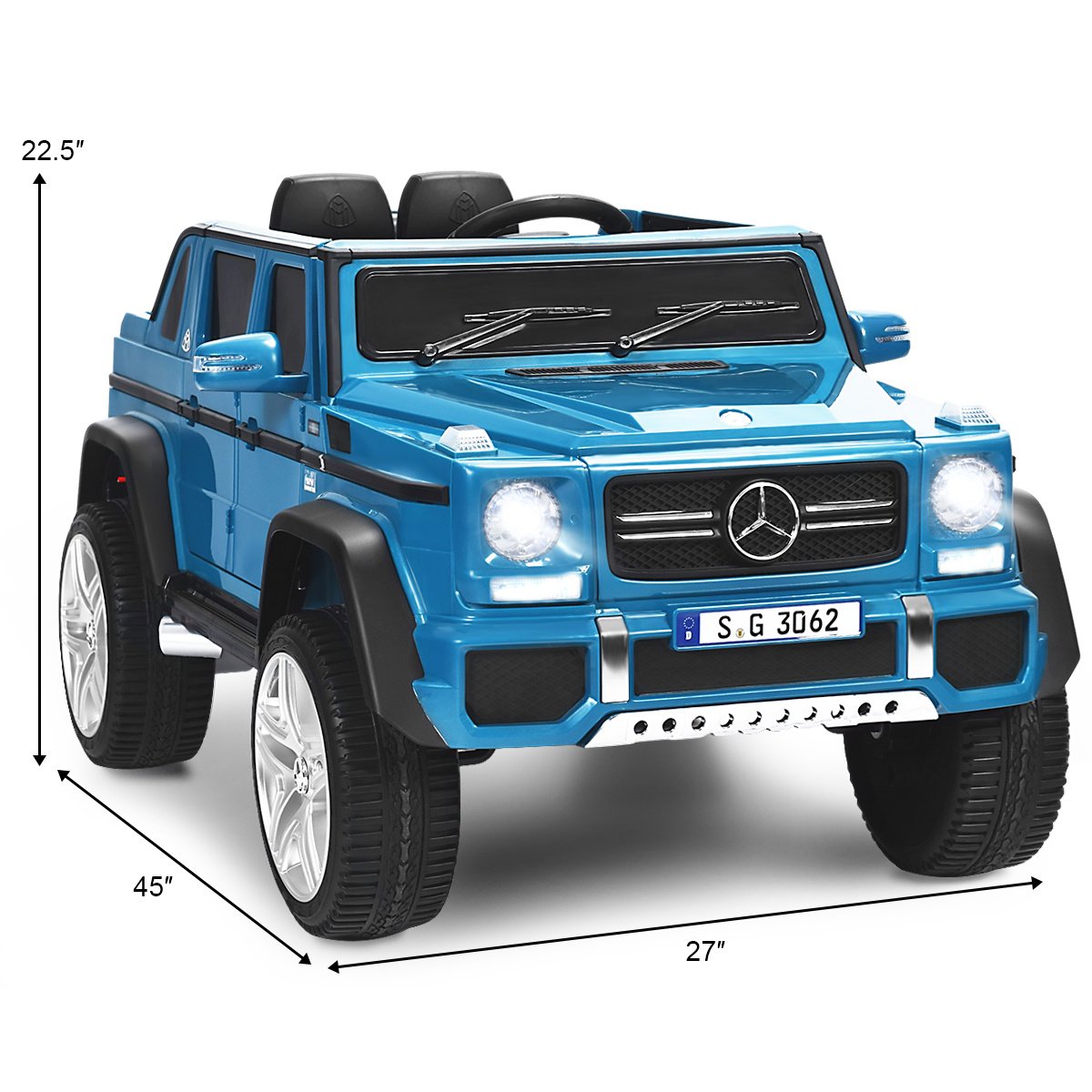 12V lizenziertes Mercedes-Benz Maybach Kinder-Elektroauto mit Schiebegriff, Trittstufe, 2,4-GHz-Fernbedienung und USB, 29,5 kg, Marineblau