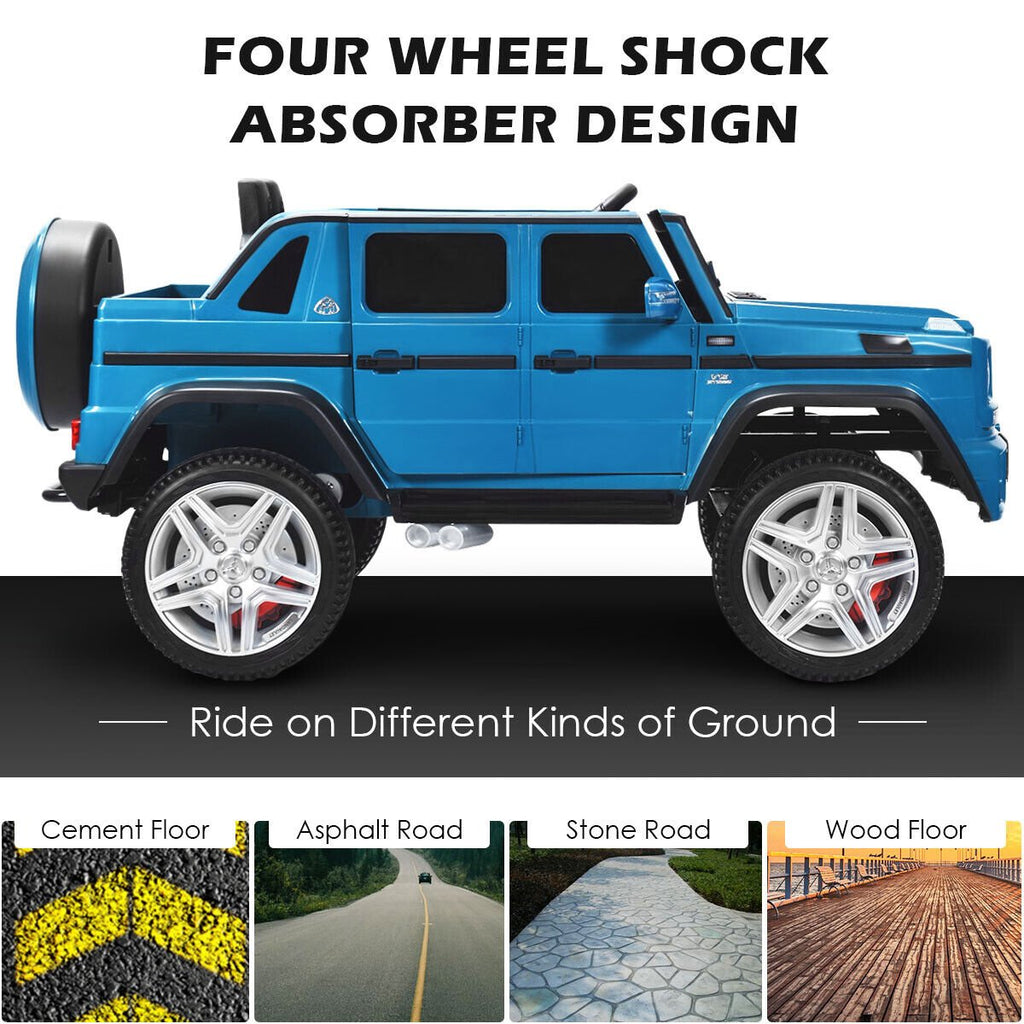 12V lizenziertes Mercedes-Benz Maybach Kinder-Elektroauto mit Schiebegriff, Trittstufe, 2,4-GHz-Fernbedienung und USB, 29,5 kg, Marineblau