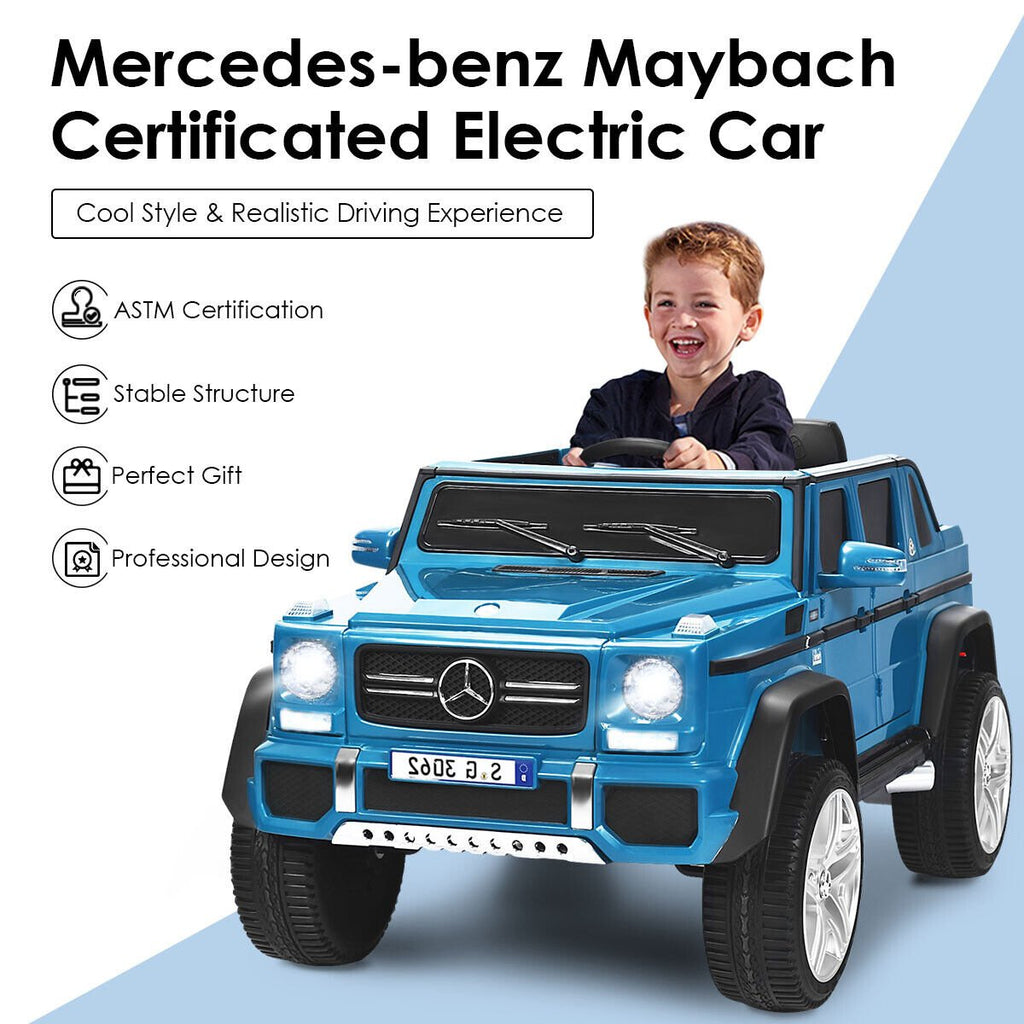 12V lizenziertes Mercedes-Benz Maybach Kinder-Elektroauto mit Schiebegriff, Trittstufe, 2,4-GHz-Fernbedienung und USB, 29,5 kg, Marineblau