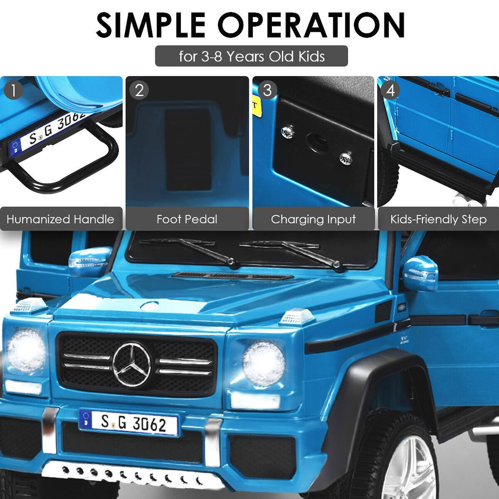 12V lizenziertes Mercedes-Benz Maybach Kinder-Elektroauto mit Schiebegriff, Trittstufe, 2,4-GHz-Fernbedienung und USB, 29,5 kg, Marineblau