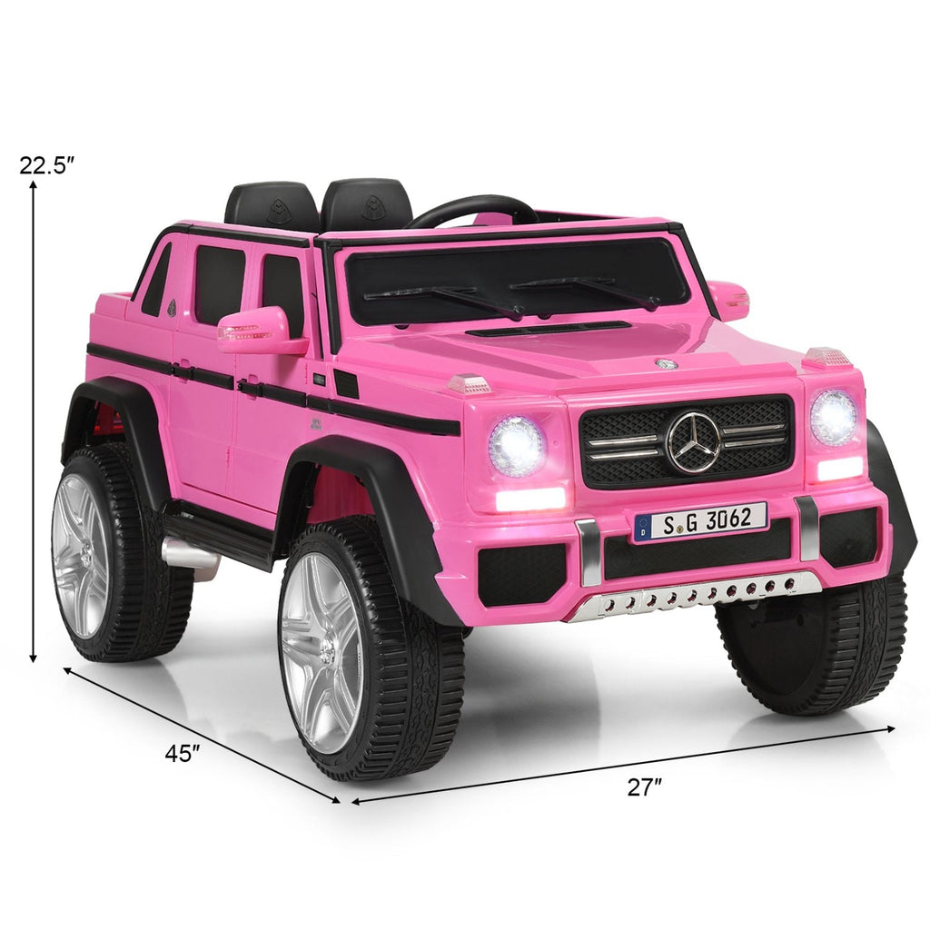 Auto infantil con licencia oficial de Mercedes-Benz Maybach, de 12 V, con arranque y parada suaves, mando a distancia de 2,4 G y seguros en las puertas, capacidad de 66 lb, rosa