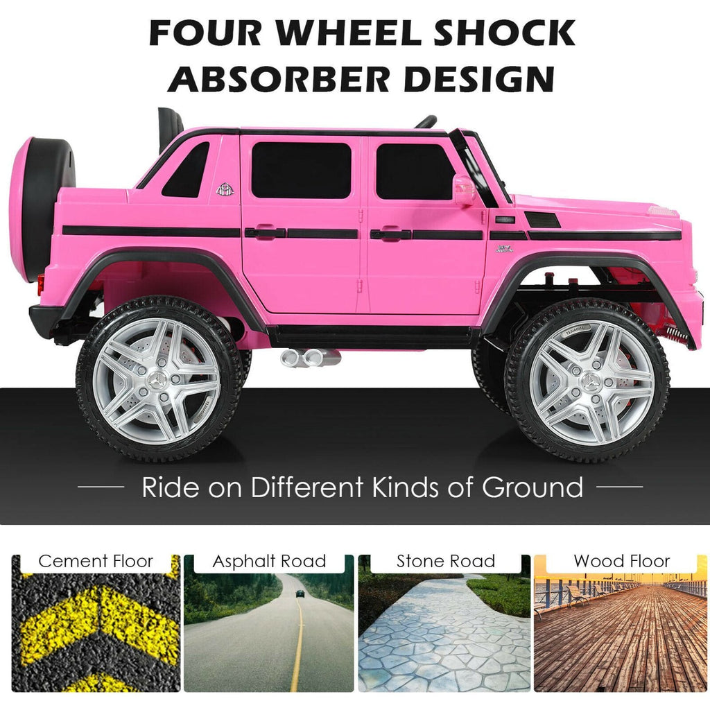 Auto infantil con licencia oficial de Mercedes-Benz Maybach, de 12 V, con arranque y parada suaves, mando a distancia de 2,4 G y seguros en las puertas, capacidad de 66 lb, rosa