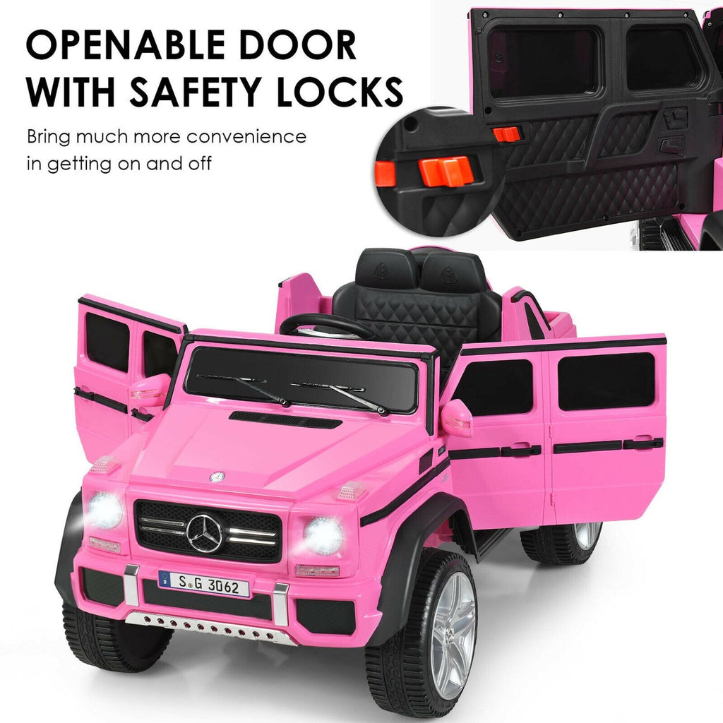 Auto infantil con licencia oficial de Mercedes-Benz Maybach, de 12 V, con arranque y parada suaves, mando a distancia de 2,4 G y seguros en las puertas, capacidad de 66 lb, rosa