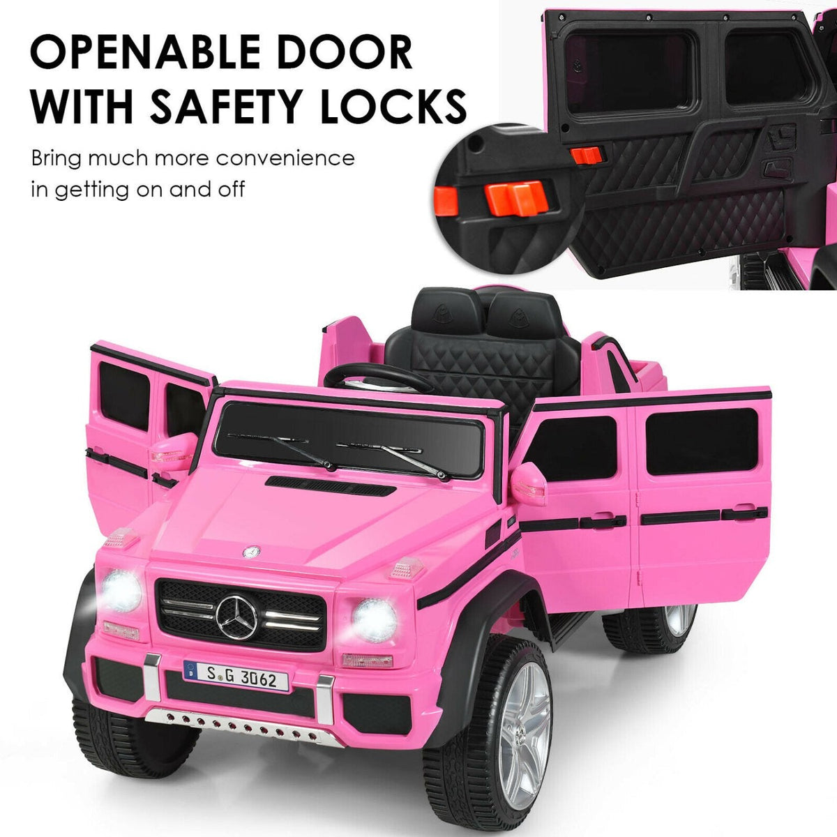 Auto infantil con licencia oficial de Mercedes-Benz Maybach, de 12 V, con arranque y parada suaves, mando a distancia de 2,4 G y seguros en las puertas, capacidad de 66 lb, rosa
