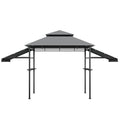 13,5 x 4 Fuß Terrassen-Grillpavillon mit zwei seitlichen Markisen - Grau