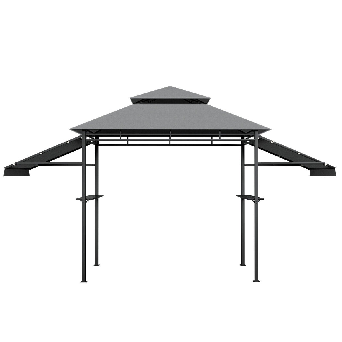 13,5 x 4 Fuß Terrassen-Grillpavillon mit zwei seitlichen Markisen - Grau