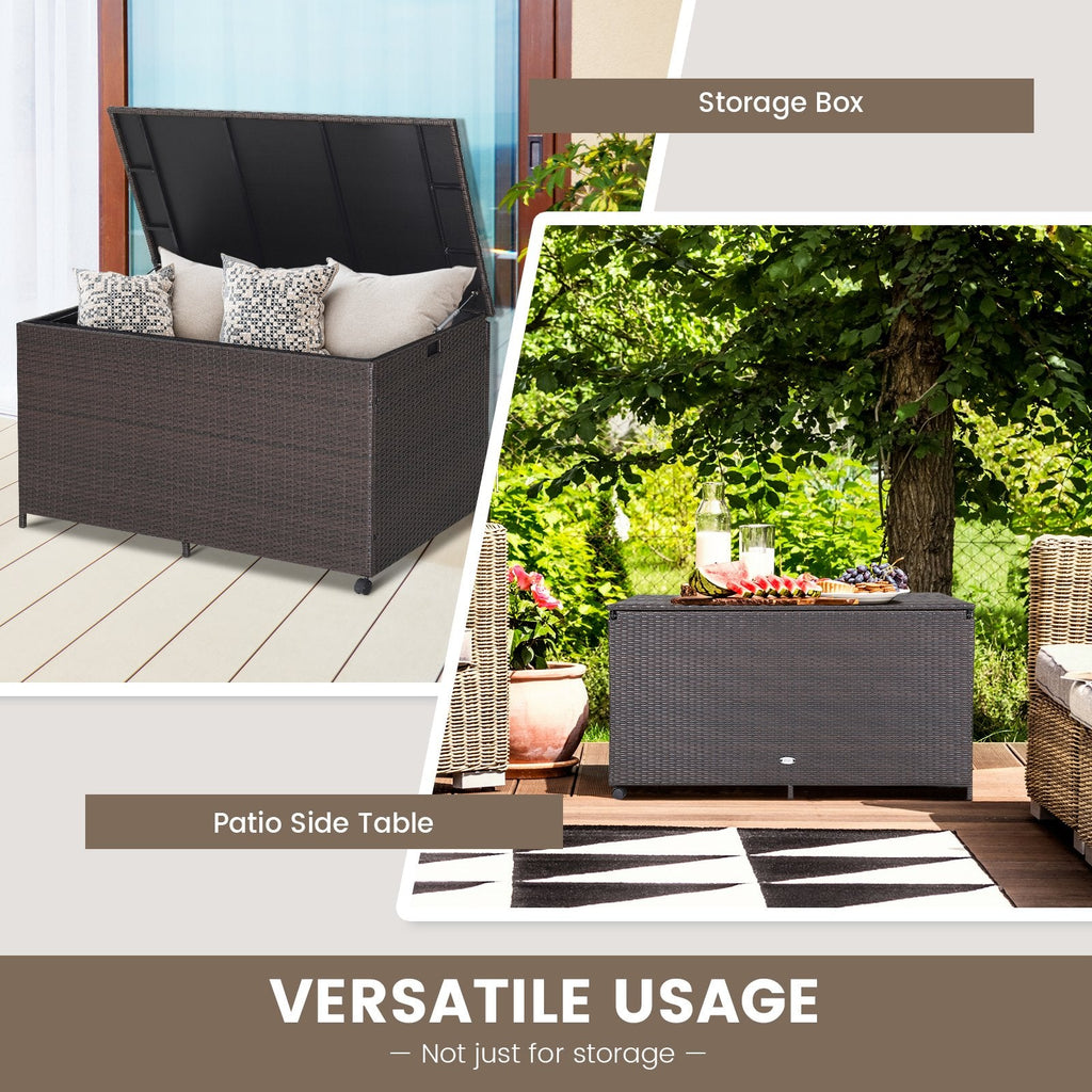 Coffre de rangement extérieur en osier avec doublure zippée – 503 litres