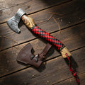 17 1/2" Viking Axe with Black and Red Pattern Wood Handle