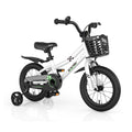 14-Zoll-Kinderfahrrad mit 2 Stützrädern und Korb für Kinder von 3 bis 5 Jahren, Schwarz und Weiß