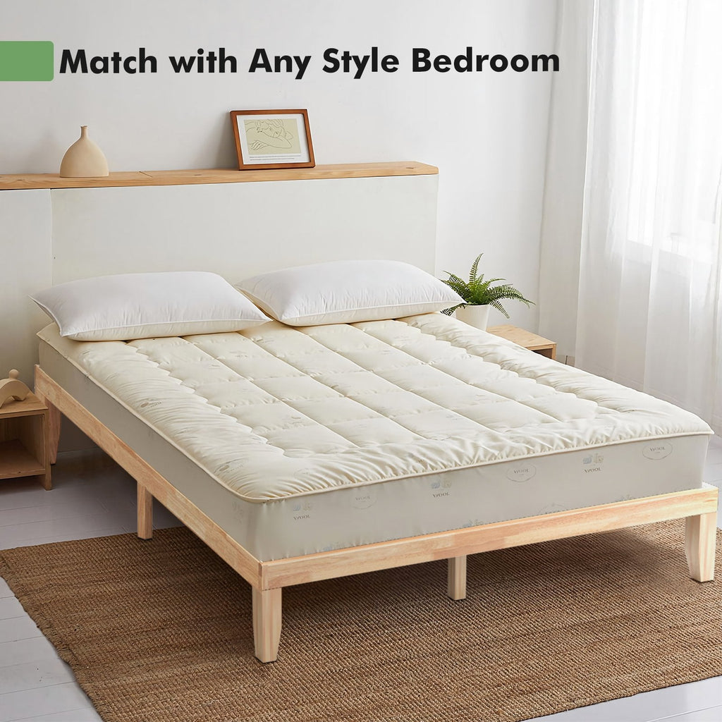 Estructura de cama de plataforma de madera tamaño King de 14 pulgadas con soporte de 14 listones, color natural