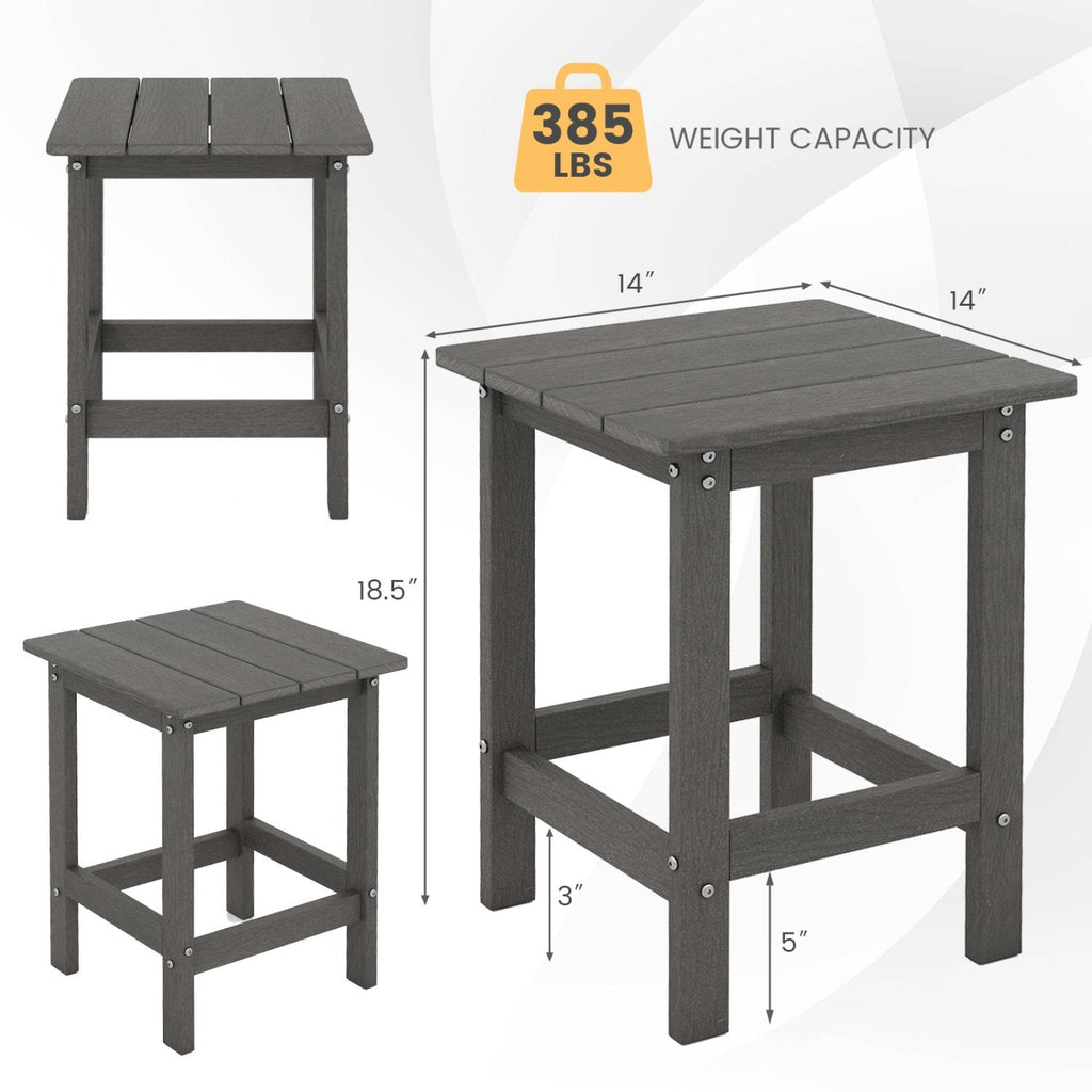 Mesa auxiliar Adirondack cuadrada de 14 pulgadas, resistente a la intemperie, gris