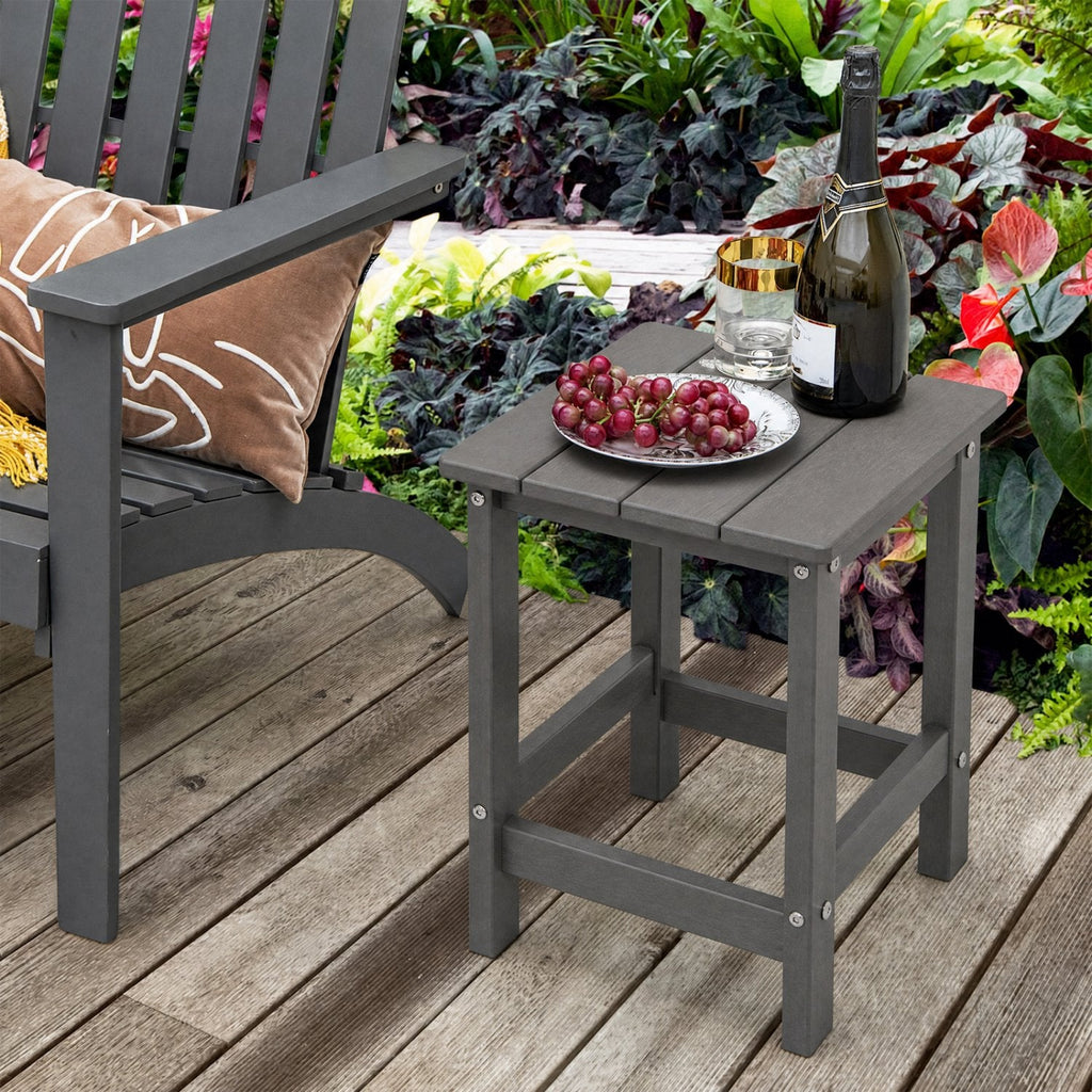 Mesa auxiliar Adirondack cuadrada de 14 pulgadas, resistente a la intemperie, gris