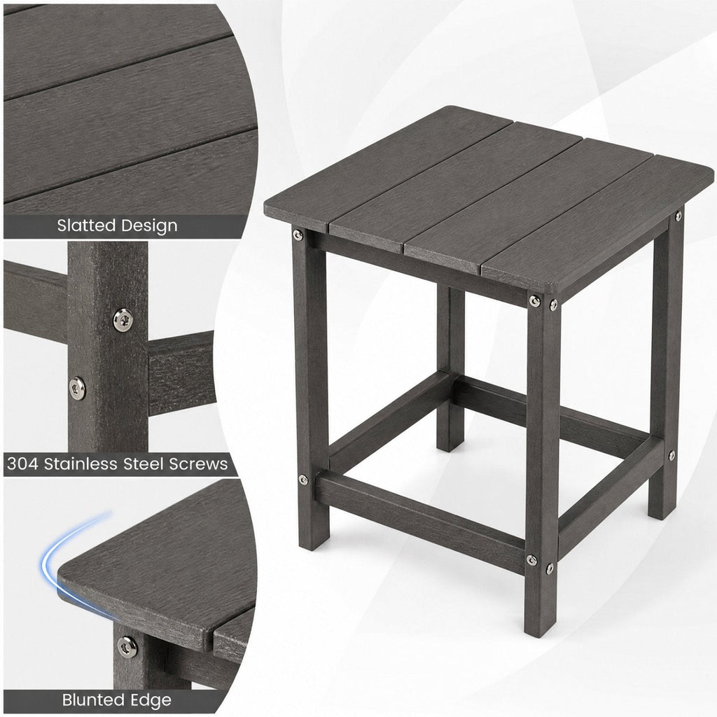 Mesa auxiliar Adirondack cuadrada de 14 pulgadas, resistente a la intemperie, gris