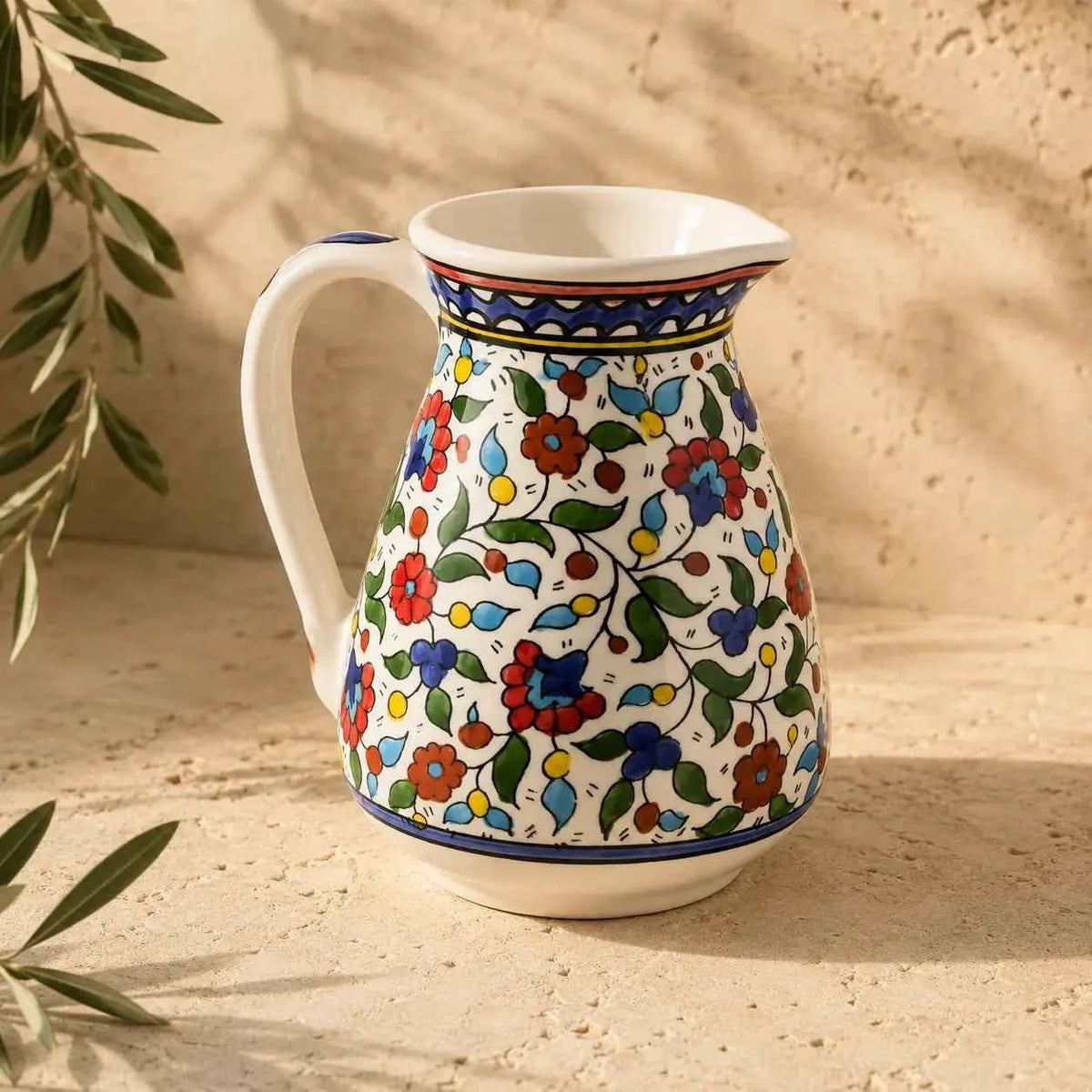 Haleeb Handmade Palestinian Ceramic Pitcher for milk – 54 fl oz (1.6 L)