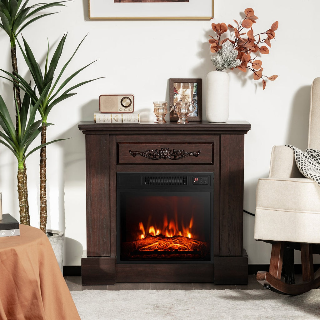 Meuble TV avec cheminée électrique 1400 W et télécommande - Naturel