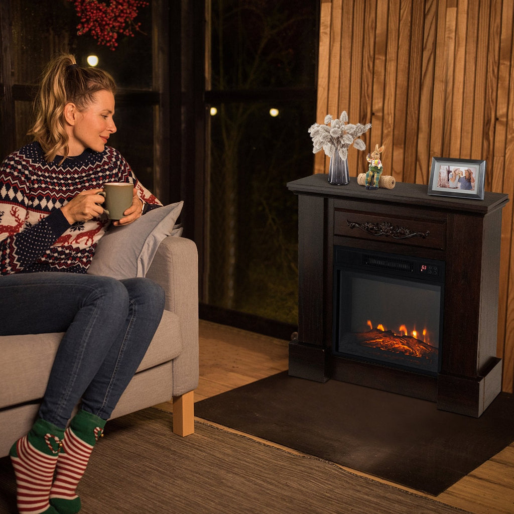 Meuble TV avec cheminée électrique 1400 W et télécommande - Naturel