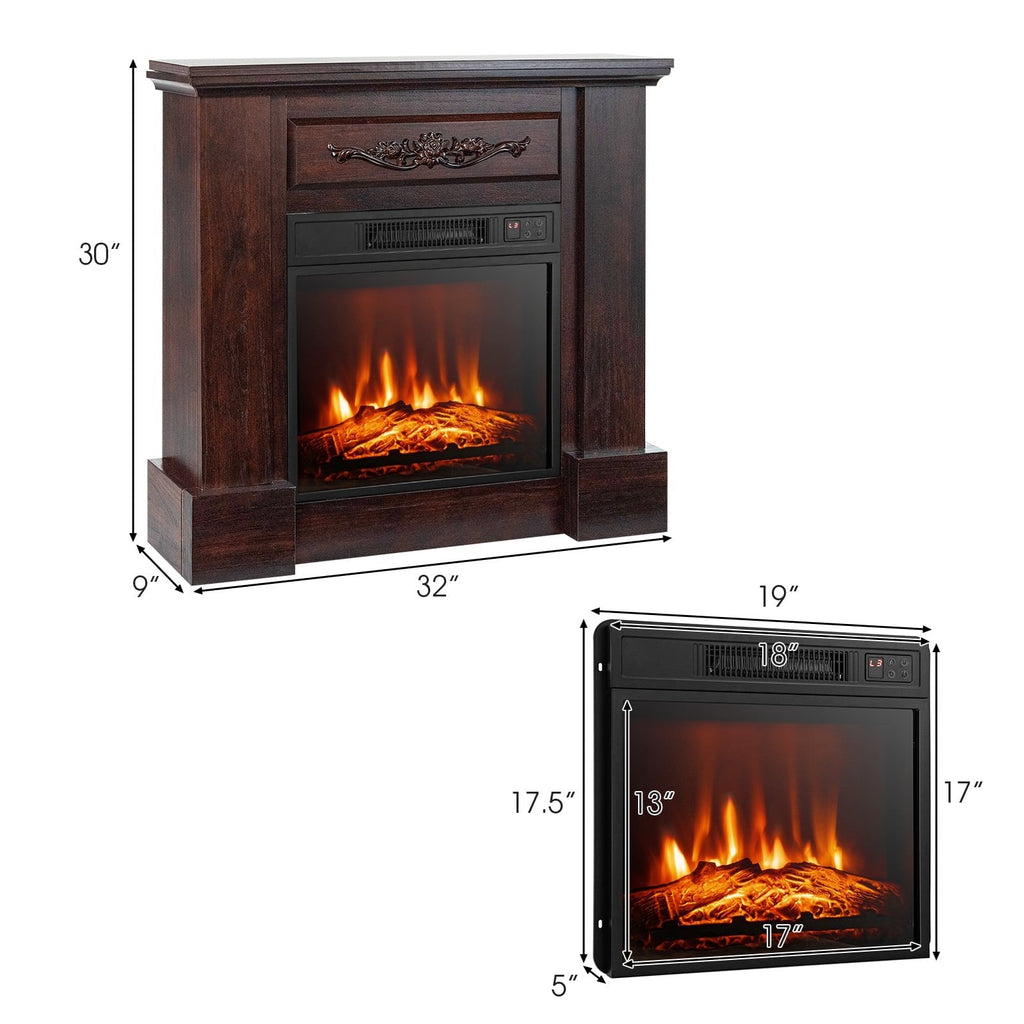 Meuble TV avec cheminée électrique 1400 W et télécommande - Naturel