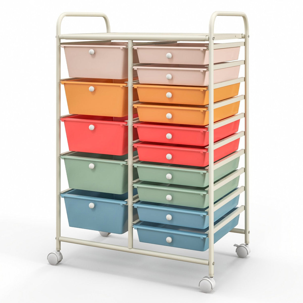 15-Drawer Utility Rolling Organizer Cart-Deep Multicolor