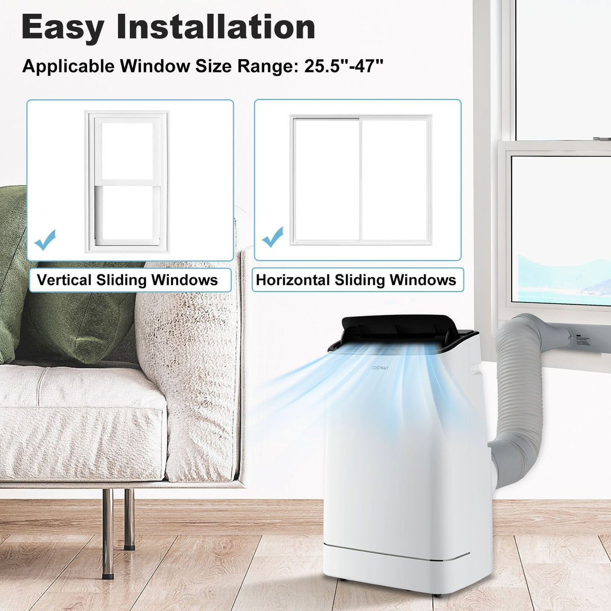 Mobile Klimaanlage mit 15.000 BTU, Heizfunktion und App-Steuerung, für 800 sq ft, 118 Pints pro Tag
