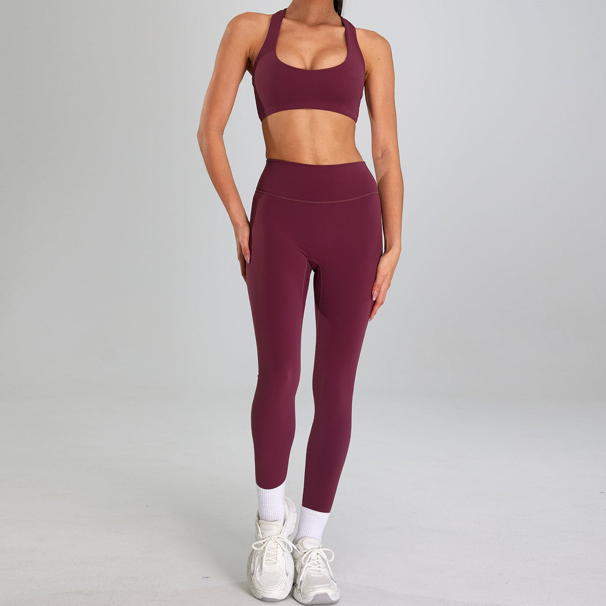 Ensemble de sport taille haute pour femme – Vêtements de sport ajustés pour la course en plein air et les entraînements de haute intensité