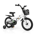 Bicicleta infantil de 16 pulgadas con ruedas de entrenamiento extraíbles y cesta, negra y blanca