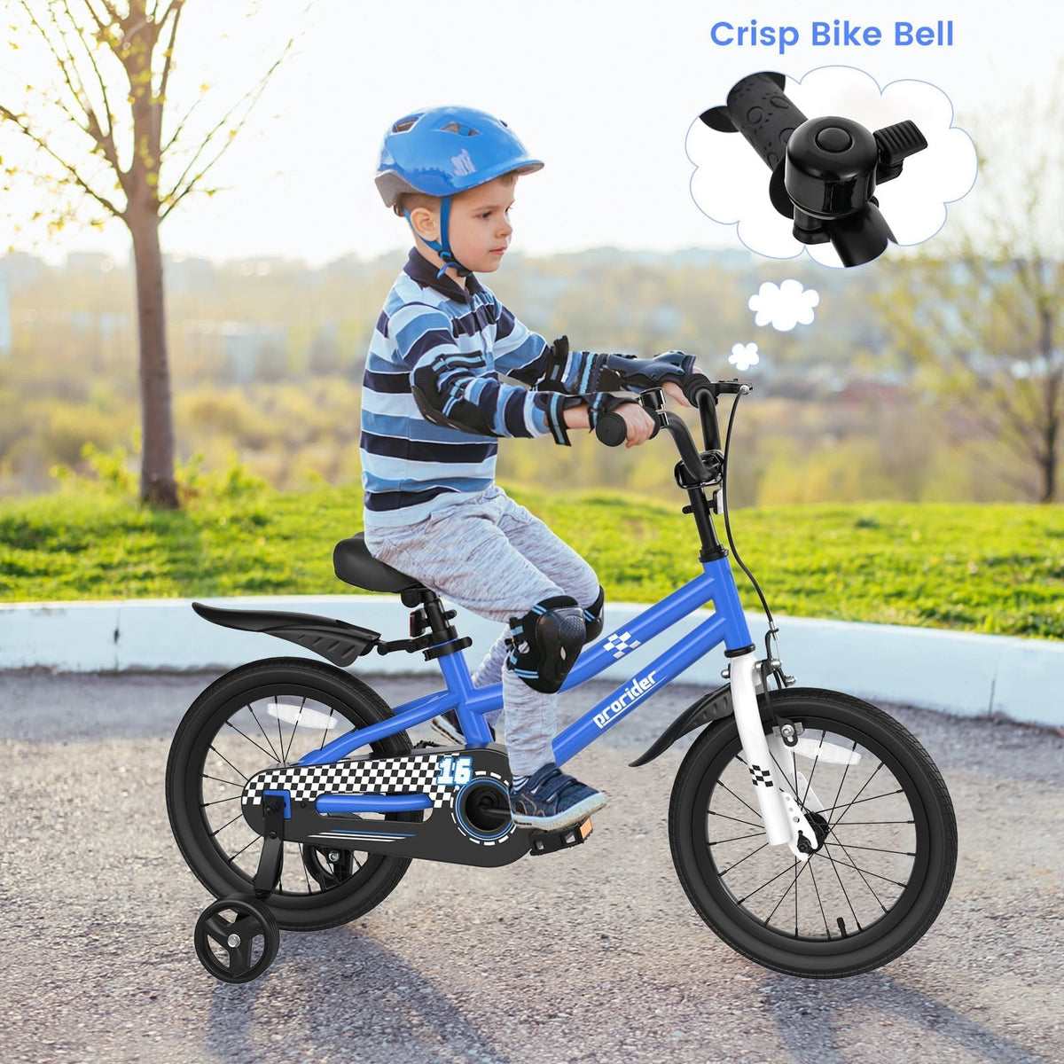 16 Inch Kids Bike with Removable Training Wheels and Basket, Navy