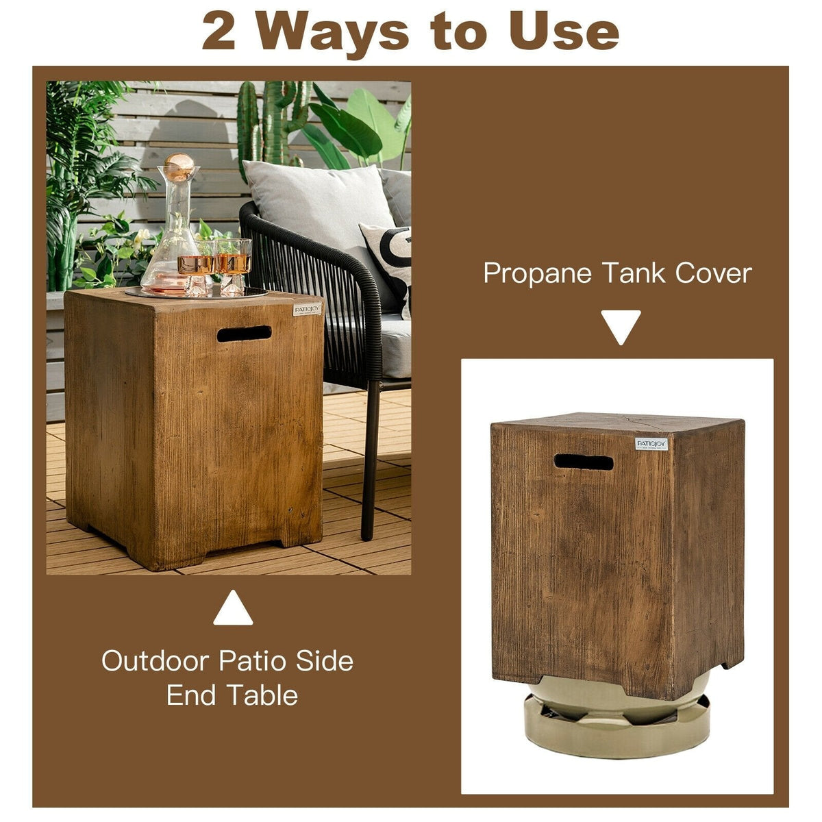 16 Inch Outdoor Hideaway Table Cover for Standard 20 LBS Propane Tank-B