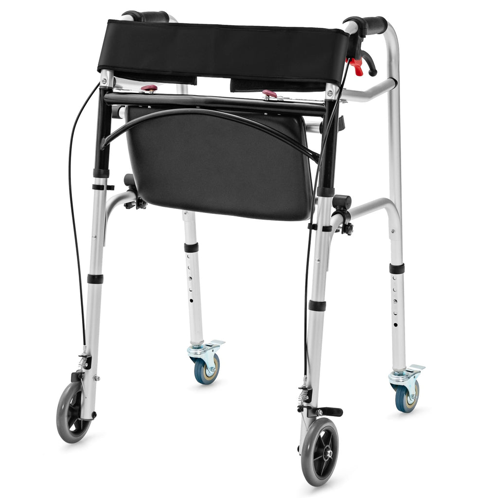 Andador de aluminio con altura ajustable, ruedas giratorias y frenos