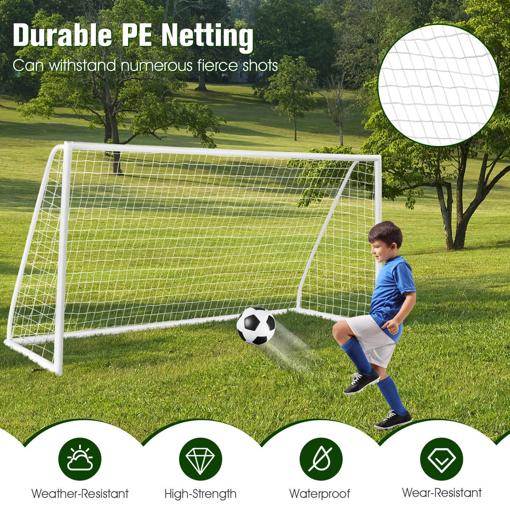 Cage de football 12 x 6 pieds avec cadre en PVC robuste et filet haute résistance