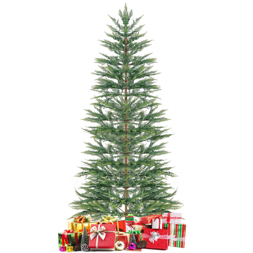 2,28 m künstlicher, vorbeleuchteter Zypressen-Weihnachtsbaum mit 612 PE-Spitzen und 540 versteckten warmweißen LEDs