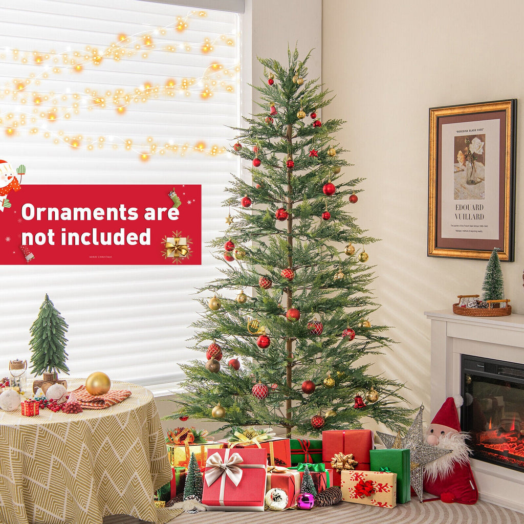 Sapin de Noël artificiel cyprès de 6,5 pi pré-éclairé avec 470 pointes en PE et 430 DEL blanc chaud dissimulées