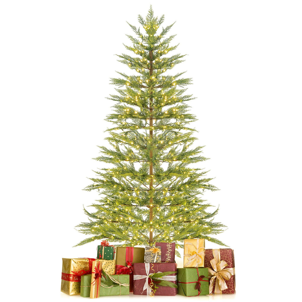 Sapin de Noël artificiel cyprès de 6,5 pi pré-éclairé avec 470 pointes en PE et 430 DEL blanc chaud dissimulées