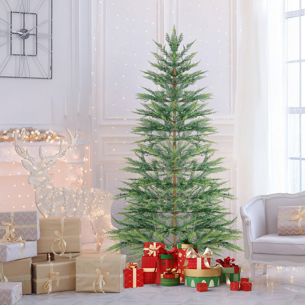Sapin de Noël artificiel cyprès de 6,5 pi pré-éclairé avec 470 pointes en PE et 430 DEL blanc chaud dissimulées