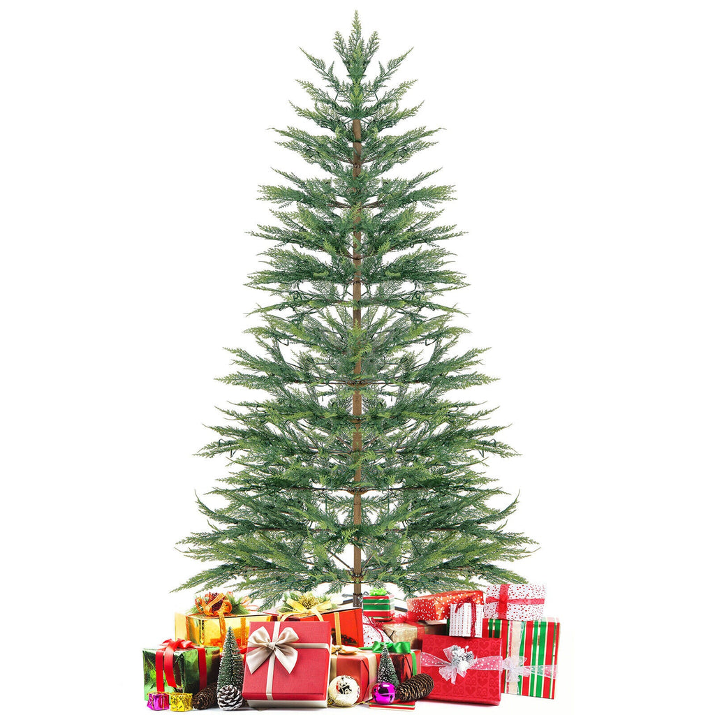 Sapin de Noël artificiel cyprès de 6,5 pi pré-éclairé avec 470 pointes en PE et 430 DEL blanc chaud dissimulées