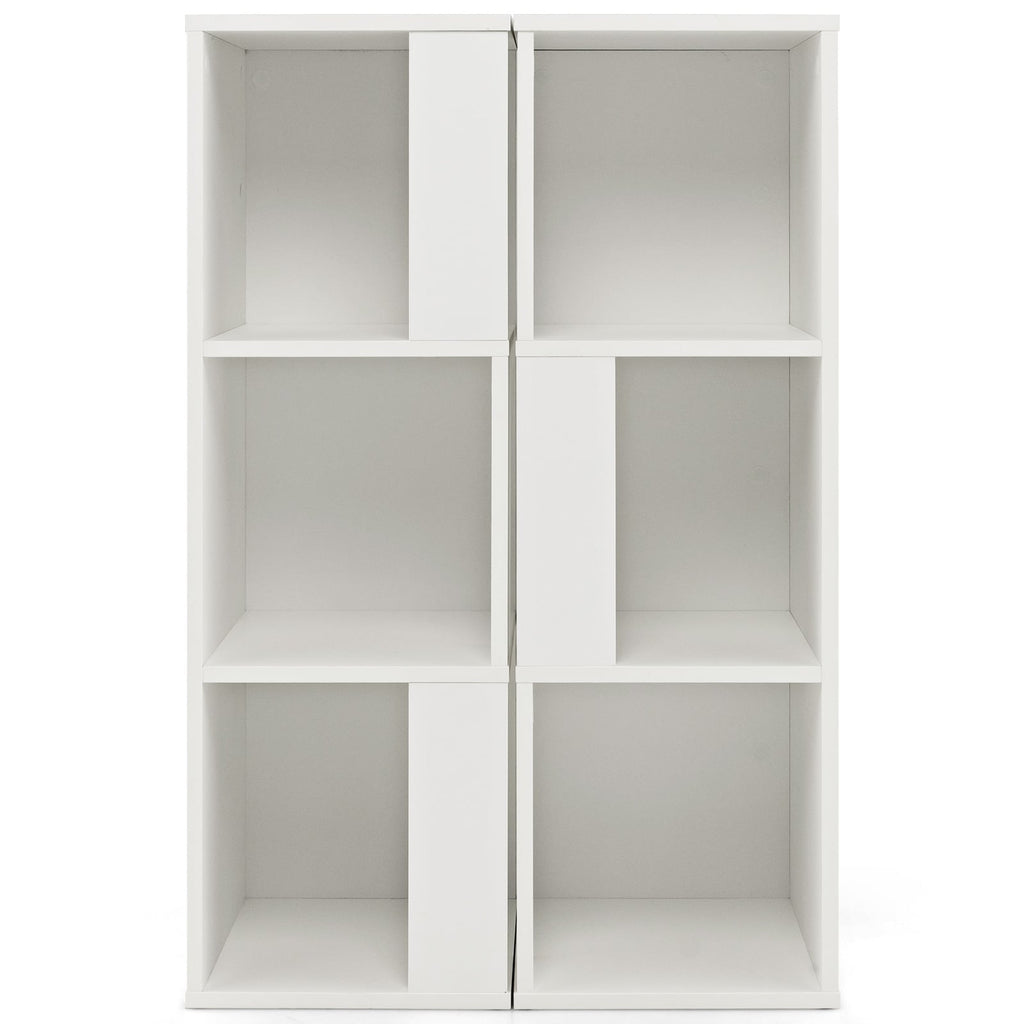 3-stufiges Bücherregal-Set, 6 Fächer in zwei freistehenden Einheiten, Weiß