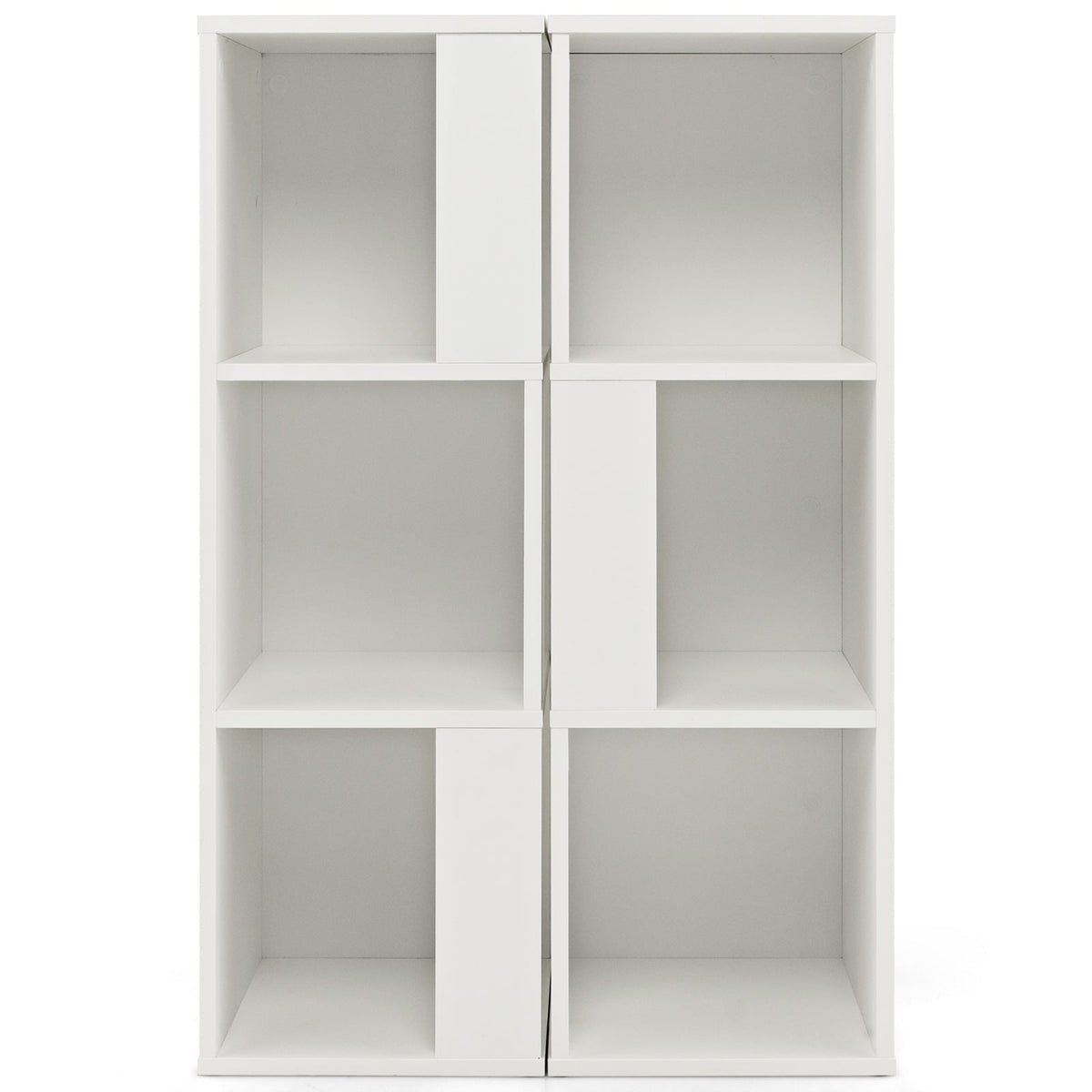 3-stufiges Bücherregal-Set, 6 Fächer in zwei freistehenden Einheiten, Weiß