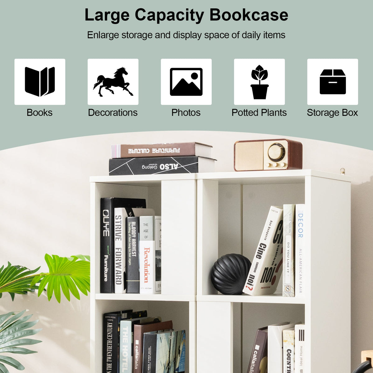 3-stufiges Bücherregal-Set, 6 Fächer in zwei freistehenden Einheiten, Weiß