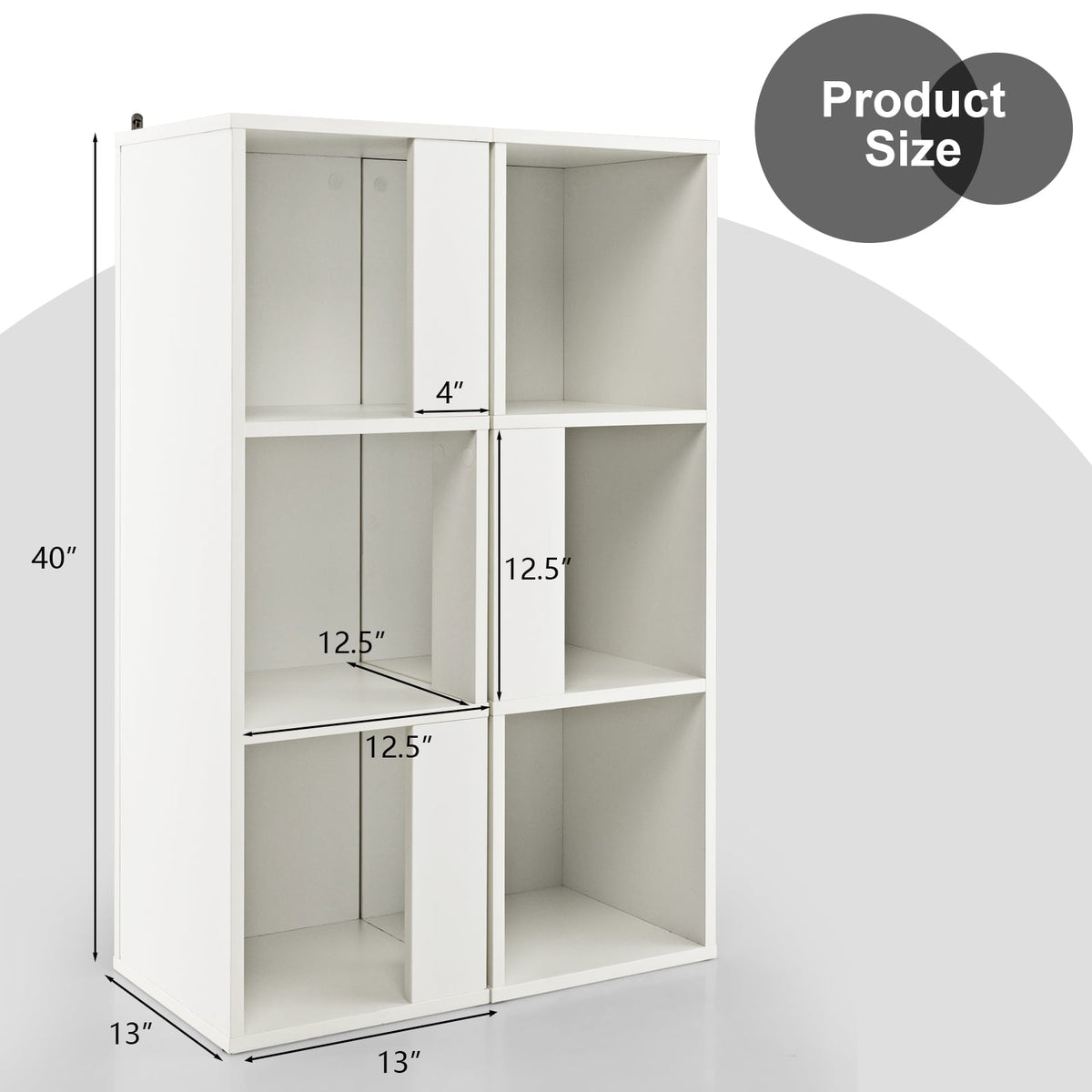 3-stufiges Bücherregal-Set, 6 Fächer in zwei freistehenden Einheiten, Weiß