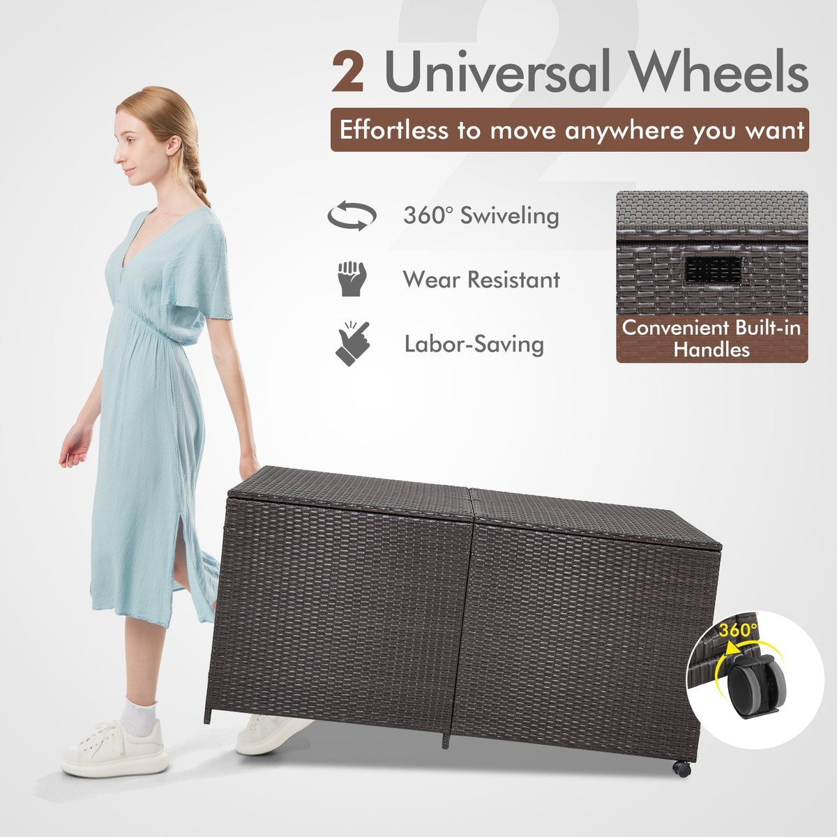 175-Gallonen-Outdoor-Aufbewahrungsbox mit Universalrollen und Innenfutter mit Reißverschluss